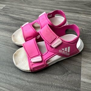 adidas Girls Bright Pink Hook-and-Loop Sandals